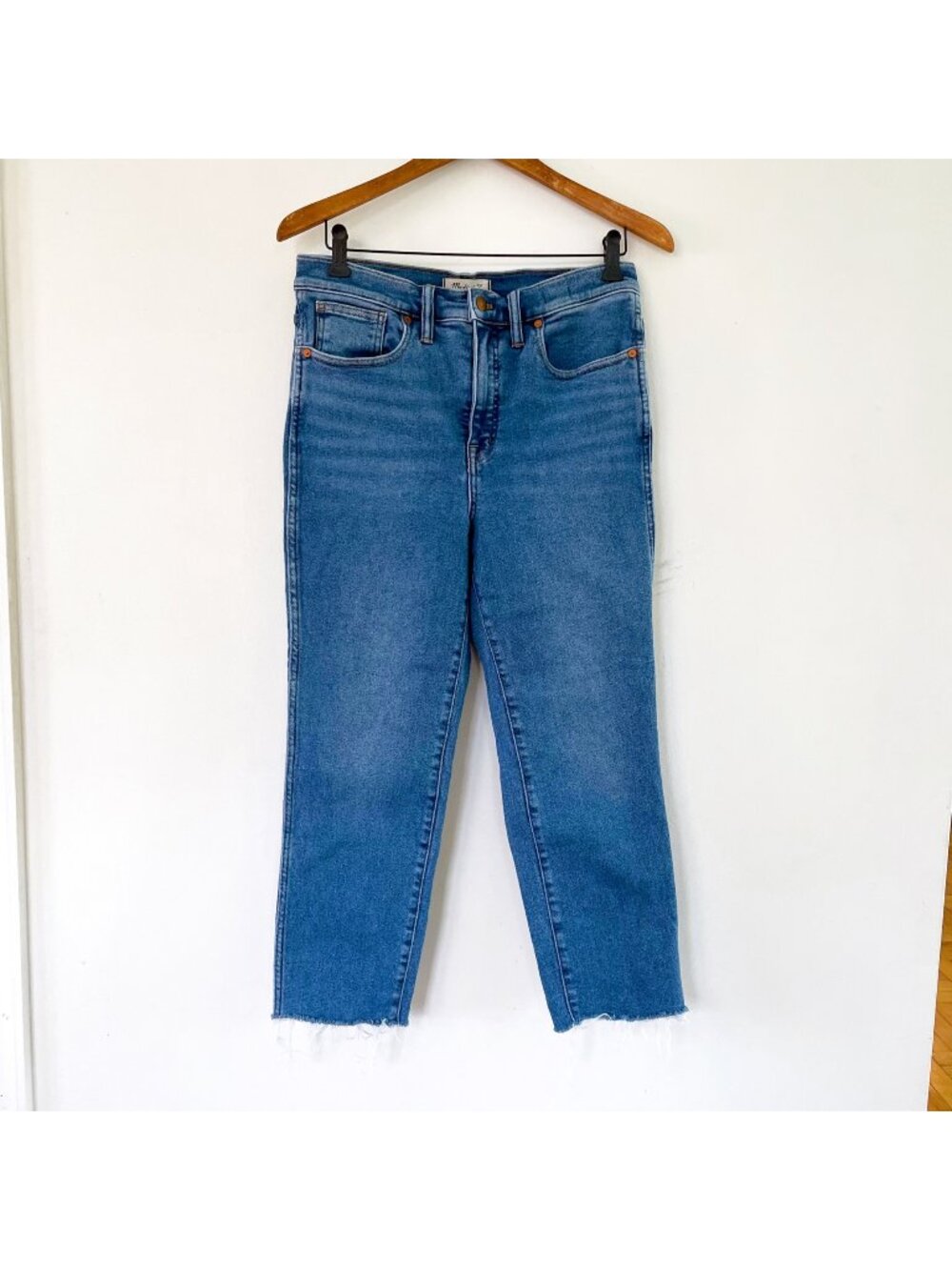 Madewell Raw Hem Mid Rise Stovepipe Jeans, Size 29